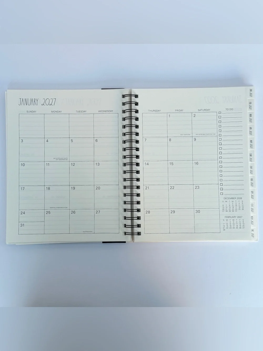 Rae Dunn 2027 Hard Cover Planner 17-month TWENTY TWENTY-SEVEN (Black/Ivory)